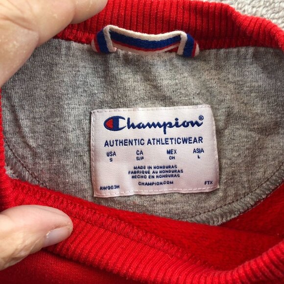 Champion Mens Sweatshirt Small Crew Neck Pullover Activewear Red Casual Classic - Picture 9 of 13